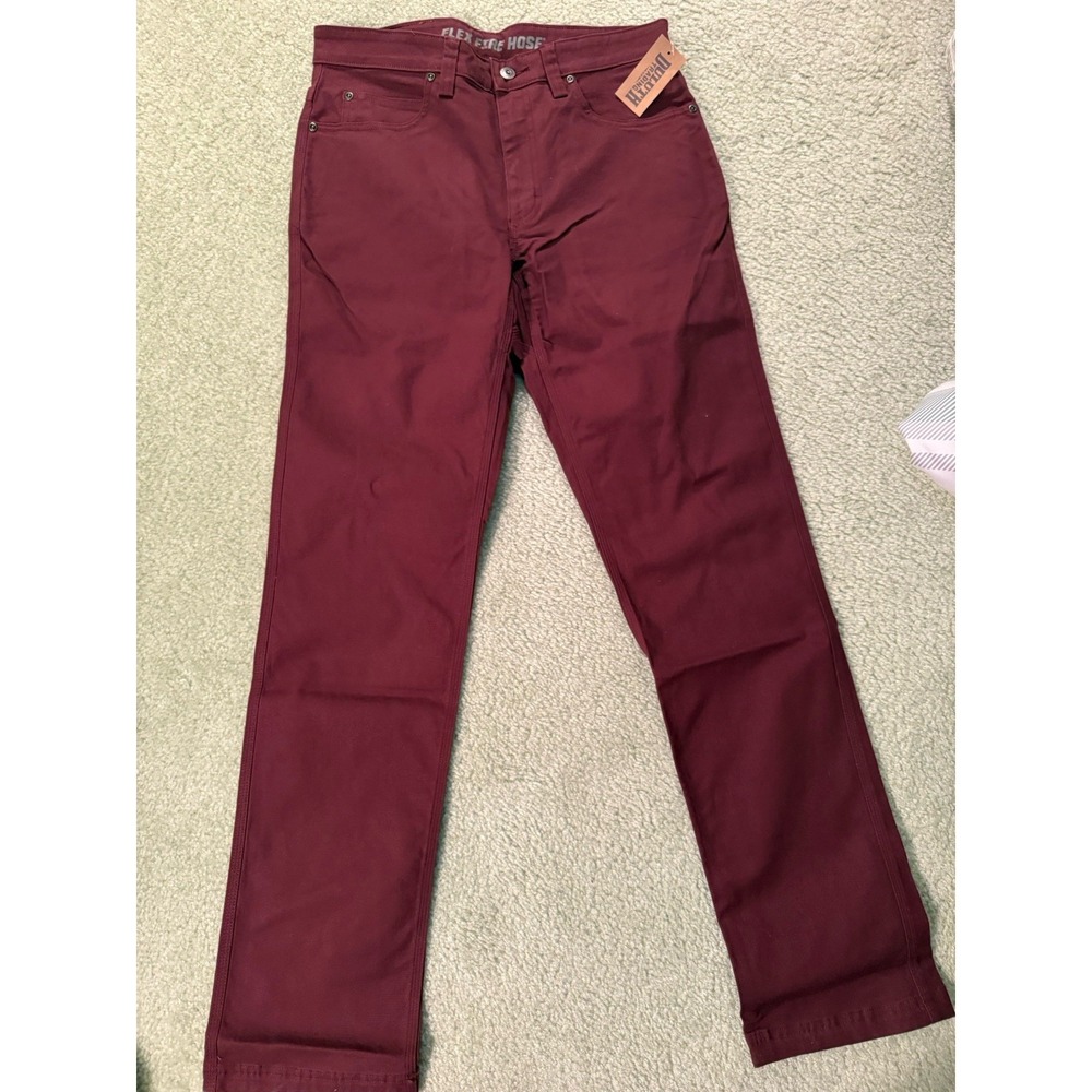 Lot of 2 pair -Men's Duluth Flex Fire Hose Burgundy  Jeans size 32x34   NWT